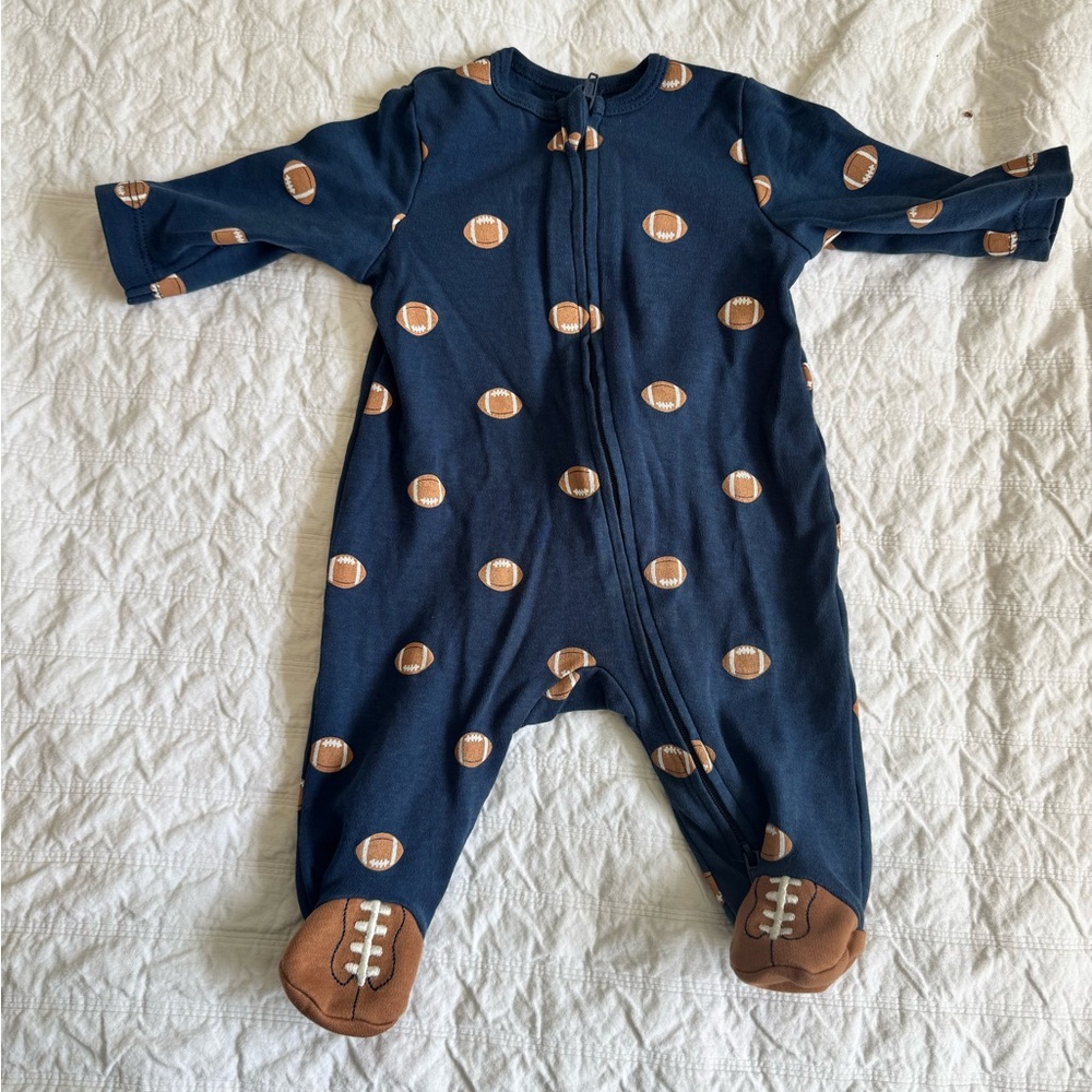 Football Print Navy Blue Kids One Piece